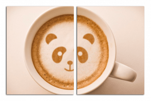 Картина из 2 частей Кофе панда