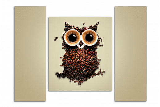 Модульная картина Сова из кофе